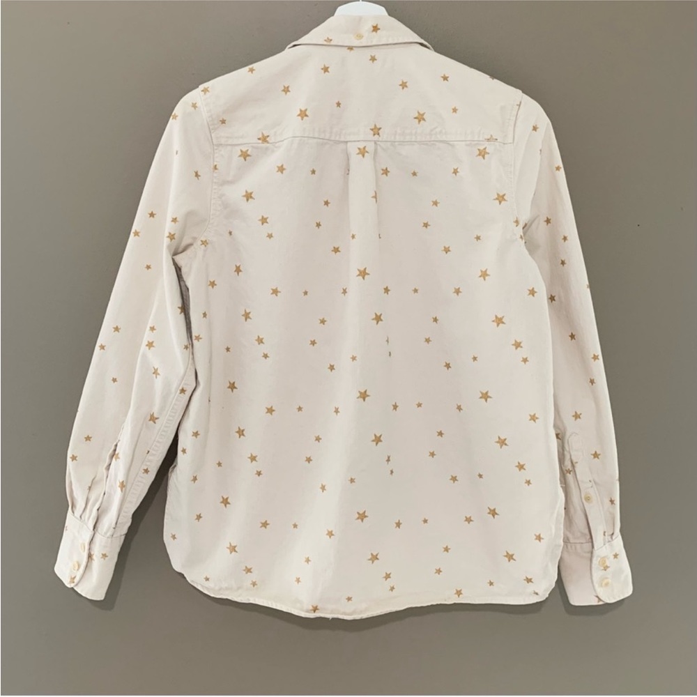 J Crew ecru denim button down shirt gold stars - Picture 3 of 7